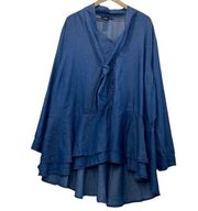 Ashley Stewart Denim Ruffled Hem Button down tunic size 30 or 5X