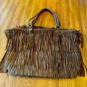 Nine West Large Leather Fringe Bag Purse GUC! #81