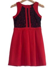 Red Black Lace A-Line Dress Size Medium NWT New with Tags