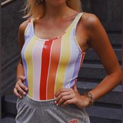 Nike  Rainbow Stripe Logo Tank Bodysuit Size Xlarge