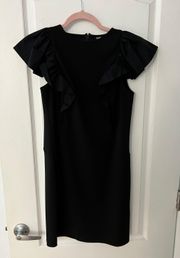 black Ruffle Sleeve Dress