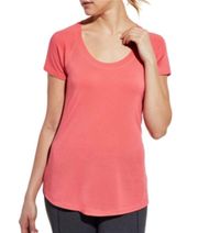 CALIA Coral Pink Mesh Panel Atheltic Workout Short Sleeve Top