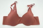 Marilyn Monroe 6169-49 Underwire Bra Lace Trim Back Salmon Dusty Pink Size 36B