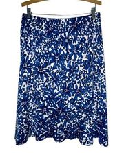 Christopher & Banks Blue/White Abstract Flower Midi Skirt