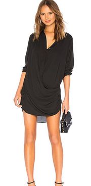 Drape Button Front Mini in Black Medium