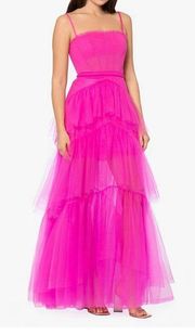 Pink Tiered Ruffle Prom Dress