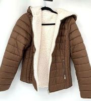 HOST PICK Love Tree Mocha Brown Reversible White Sherpa Jacket Size M