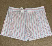 Loft  white with red and blue stripes and  Ruffles Shorts, size 10, BRAND NEW