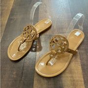 Tory Burch Miller Patent Leather Tan Sandals Size 10