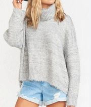 Show me your mumu Fatima Turtleneck Sweater grey oversized fuzzy size XS