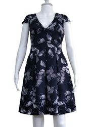 Halston Heritage Black Floral A-Line Dress Size 2