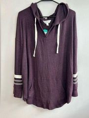 NWT Market & Spruce Kallon Brushed Knit Purple Striped Hoodie Size 2X