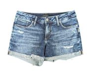 Silver Jeans Suki Shorts 4" Distressed Cuffed Raw Hem - Women's Size 28