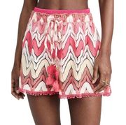 NWT Ramy Brook Nikki Shorts Coverup Crochet Tassel Pink Yellow Size L