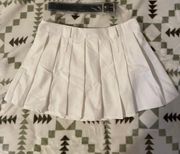 White Pleated Double Belt Skirt