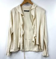 Peruvian Connection Cardigan Womens Open Front Long Sleeve Cream Beige Medium