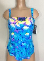 New. COCO REEF blue floral underwire tankini. 34DD. Retails $89