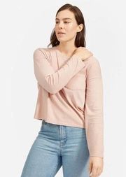 Everlane baby pink boxy‎ crop long sleeves pocket tee size L