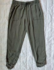 Thread & Supply Olive Green 100% Tencel Joggers with Rouched Ankles - Large