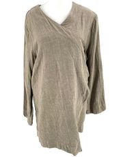 Bryn Walker 100% Linen Wrap Front Duster Jacket Neutral Tan Lagenlook size Small