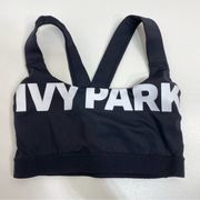 Ivy Park Mesh Back Logo Black Sports Bra XS