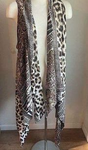 Leopard print snakeskin kimono vest one size boho western one size nwot swim