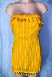 - Yellow, Tassel, Mini Dress