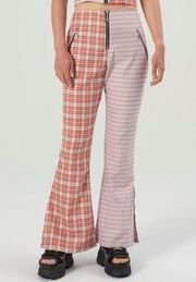 The Ragged Priest Drifter Flare Trouser Half & Half Check with Side Split