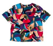 Vintage 70s Alfred Dunner Abstract Geometric Print Blouse Shirt