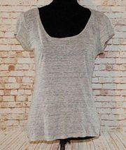 St Tropez West Gray Linen Short Sleeve Top Size XS