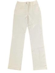 St. John Caviar Women's Pants Straight Leg Stretch Hi-Rise Five Pockets Cream 2