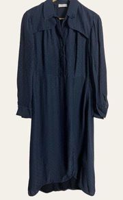 Paris Navy Blue Asymmetrical Shirt Dress Size Medium