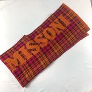 Missoni Pink & Orange Plaid Wool Blend Scarf