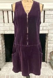 Vintage express purple velvet romper dress medium