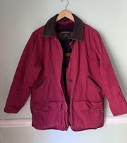 Woolrich L Jacket Blanket Lined Workwear Jacket Womens Red Corduroy Collar