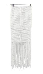 Anna Kosturova Gypsy Crochet Fringe Skirt Midi Cover Up Handmade White Small