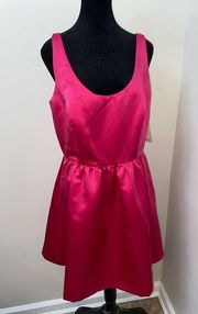 BADGLEY MISCHKA Hot Pink Fit  & Flare Pleated Mini Party Dress Size 12