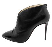 Christian Louboutin Preduboots Black Leather Patent Cap Toe Ankle Boots Heels