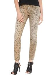 Current Elliot The Stiletto Camel Leopard Cheetah Print Skinny Jeans Size 32