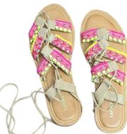 Express Multicolor Strappy Flat Sandals Size 8