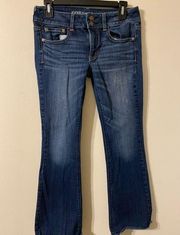 American Eagle Womens  Artist Stretch Flare 2-Button Jeans Medium Wash Size 6