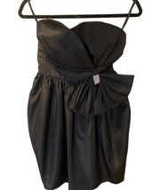 Vintage  Kappi 80’s Black Taffeta Strapless Dress Size SP