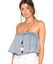 Misa Los Angeles Small The Talen Boho Ruffle Tassel Tube Top NO POM POMS