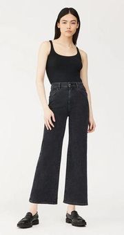 NWT DL1961 Hepburn Wide Leg High Rise Vintage Nightshade Black Jeans Size 18W