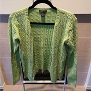 Eddie Bauer Neon Green Long Sleeve Knit Cardigan Sweater