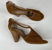 Seychelles Tan Suede Cone Heels Size 9