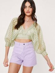 Nasty Gal Check Print Open Back Crop Top