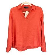 1228 Premise Orange Linen Long Sleeve Blouse Size XS