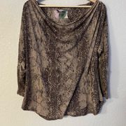 Nation LTD Animal Print Lightweight Top Snakeskin Brown Mob Wife size large