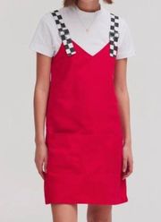 Lazy Oaf Checkered Buckle Strap Pinafore Dress Size Small